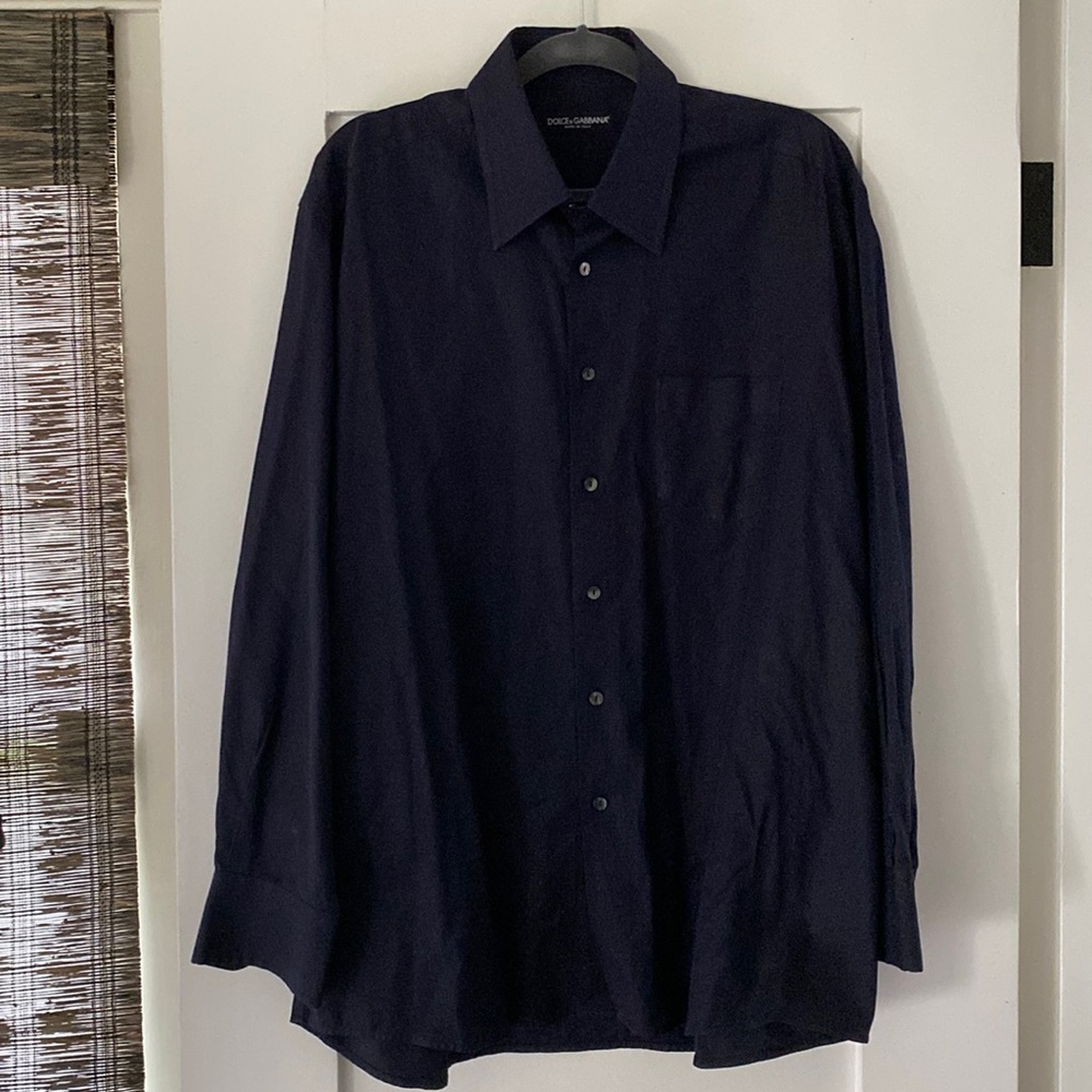 Mens Dolce & Gabbana Button Down Shirt Navy Sz 17/43